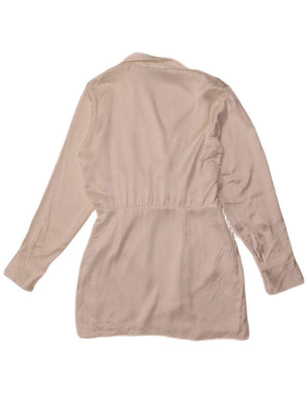 Rochie cămașă pulover pentru femei ZARA UK 14 Mătase albă medie