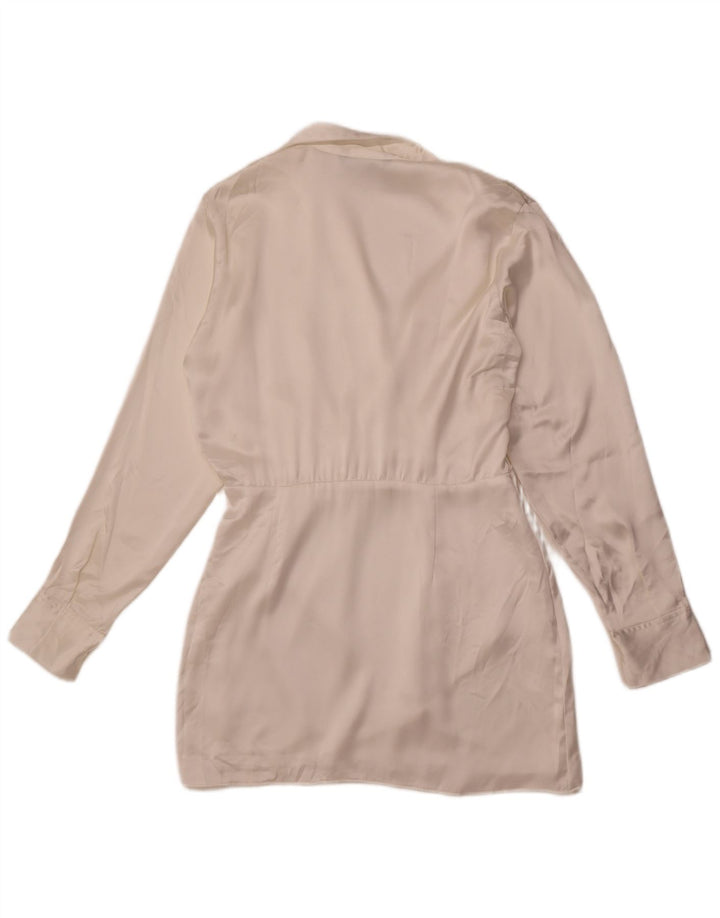 Rochie cămașă pulover pentru femei ZARA UK 14 Mătase albă medie