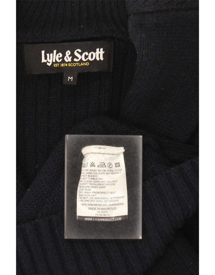 Pulover cardigan pentru bărbați Lyle & Scott, lână de miel bleumarin mediu