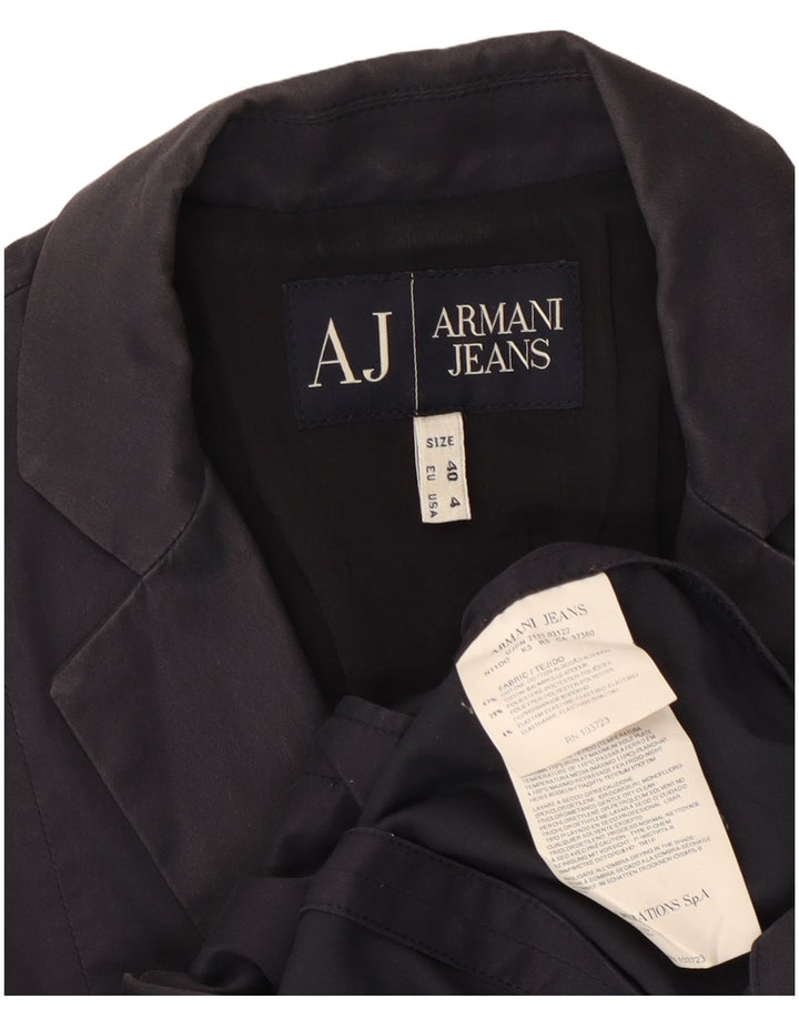 ARMANI Jachetă pentru femei Crop 2 Button Blazer US 4 Small Bluemarin Bumbac