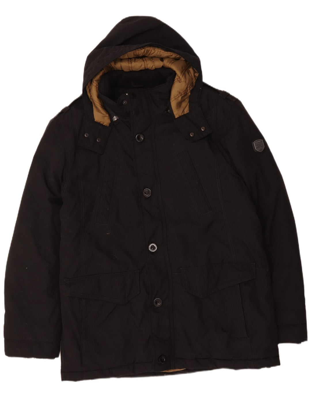 Jachetă căptușită cu glugă pentru bărbați S.Oliver UK 42 XL Poliester negru