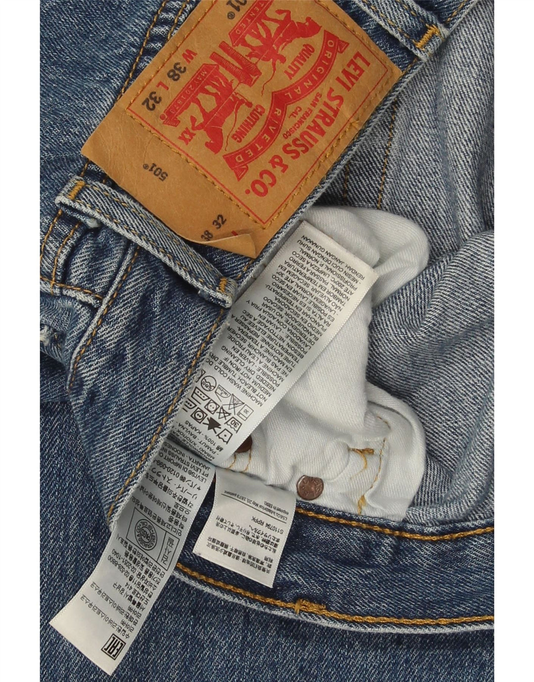 Blugi drepti pentru bărbați Levi's 501 W38 L32 Bumbac albastru