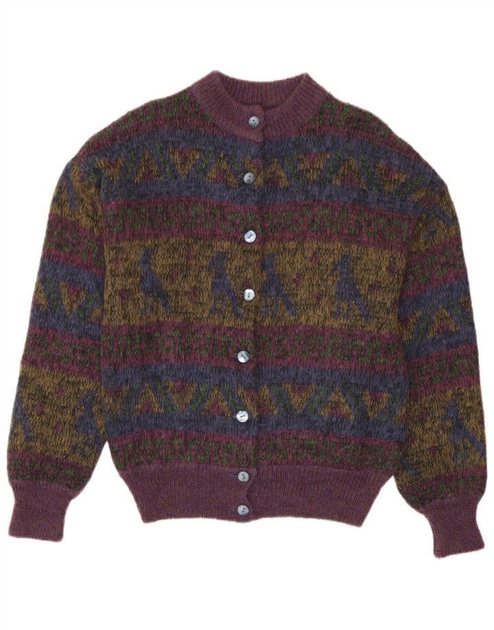 Pulover Cardigan Vintage pentru Damă UK 14 Mediu Multicolor Geometric