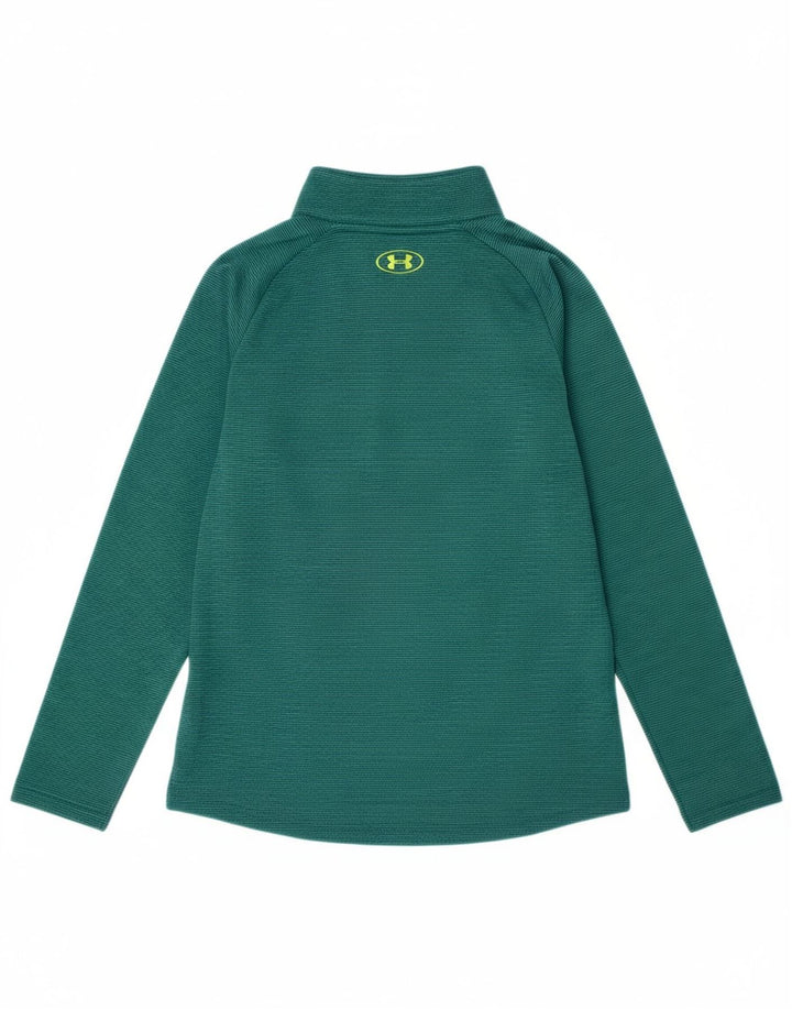 UNDER ARMOUR Boys Zip Neck Pullover Tracksuit Top 9-10 Years Medium  Green