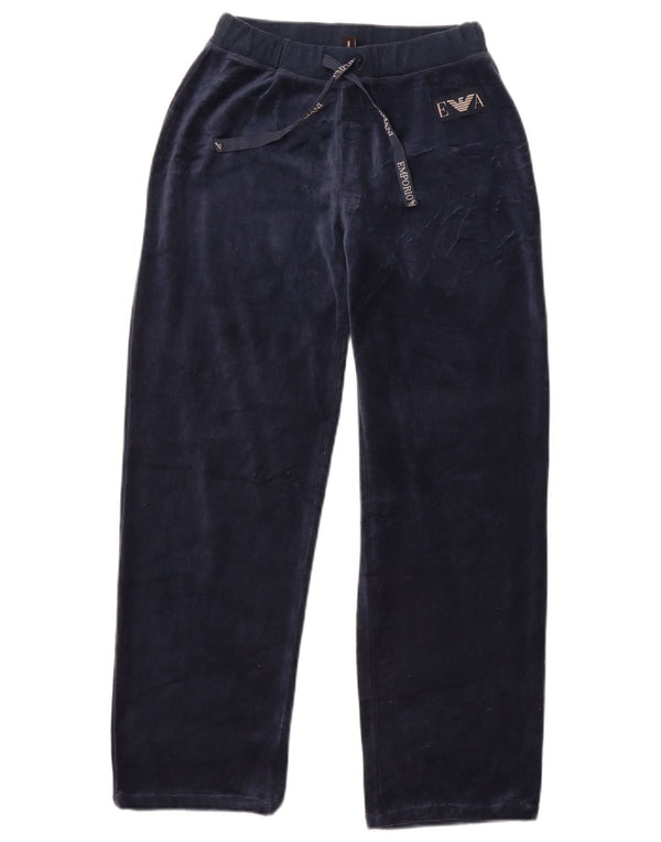 Pantaloni de trening din catifea pentru femei Emporio Armani UK 12 Medium Bleumarin