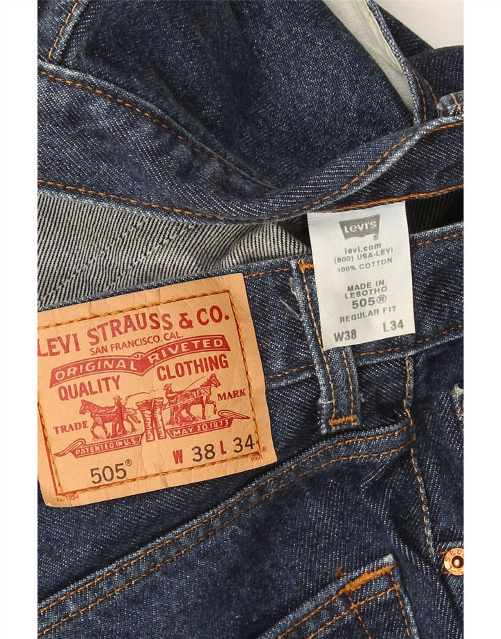 Blugi drepti pentru bărbați Levi's 505 Regular Fit W38 L34 Bumbac bleumarin