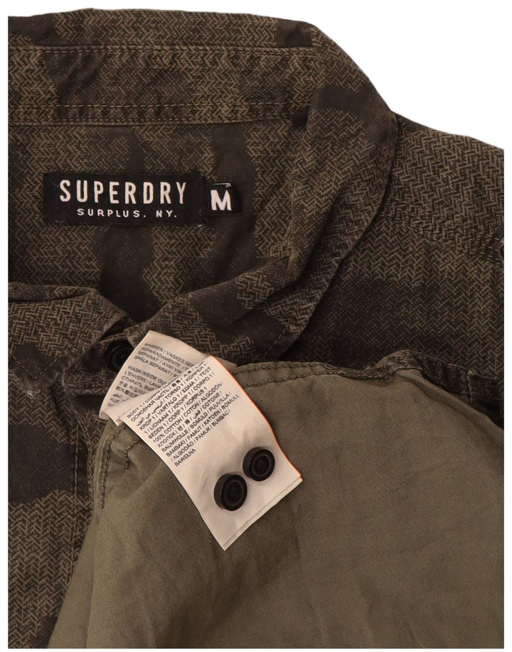 Cămașă militară pentru bărbați Superdry, bumbac de camuflaj kaki mediu