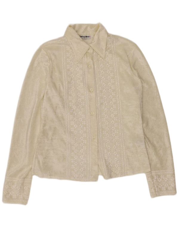 Bluză cămașă din velur pentru femei ENARA CAMICE UK 12 Medium din mătase florală alb