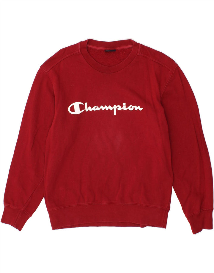 CHAMPION Mens Graphic Sweatshirt Jumper Medium Red Cotton Vintage Champion and Second-Hand Champion from Messina Hembry 