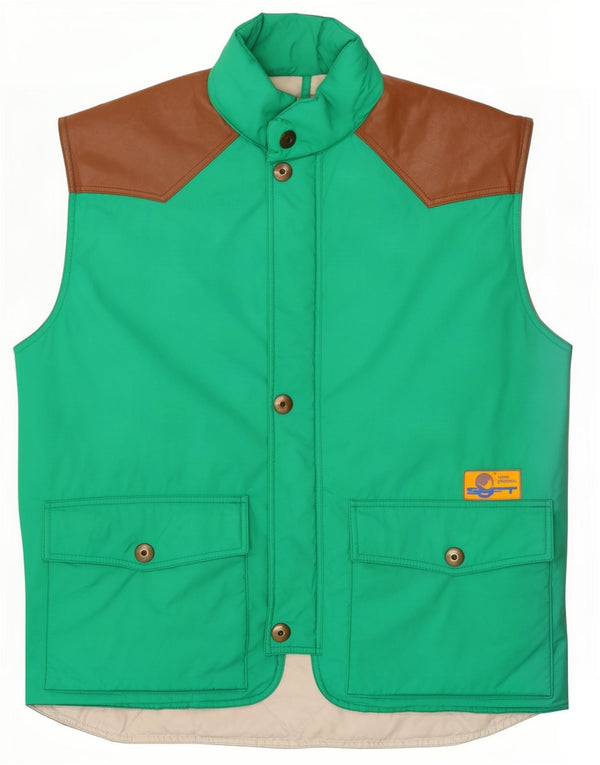 Gilet căptușit pentru bărbați vintage UK 40, mare, verde, poliamidă color bloc