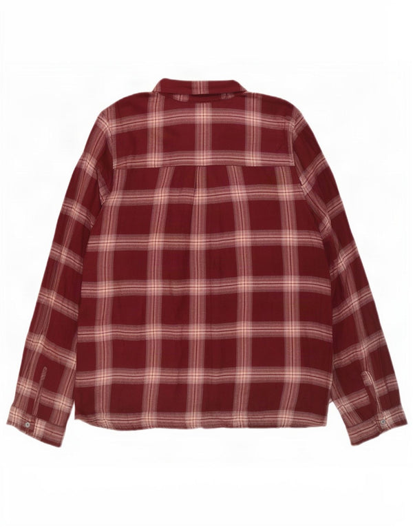 Bluză cu mânecă lungă pentru femei Hollister Top UK 10 Small Burgundy Check Viscose
