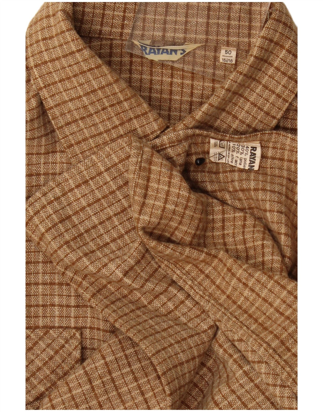 Cămașă Vintage pentru bărbați din flanel IT 50 15/16 Poliester cu carouri maro mediu