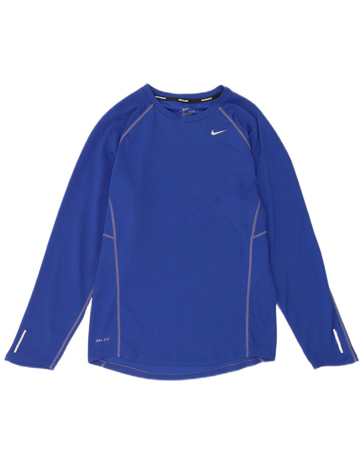 Top cu mânecă lungă NIKE Dri Fit pentru bărbați, poliester albastru mic