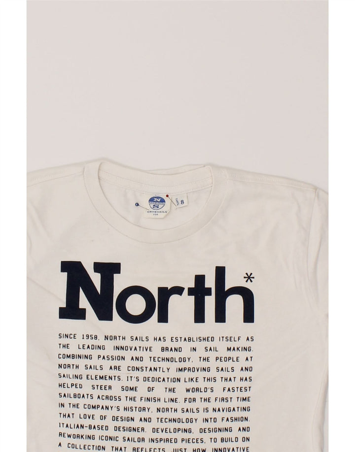 NORTH SAILS Boys Graphic Top Long Sleeve 7-8 Years White Cotton Vintage North Sails and Second-Hand North Sails from Messina Hembry 