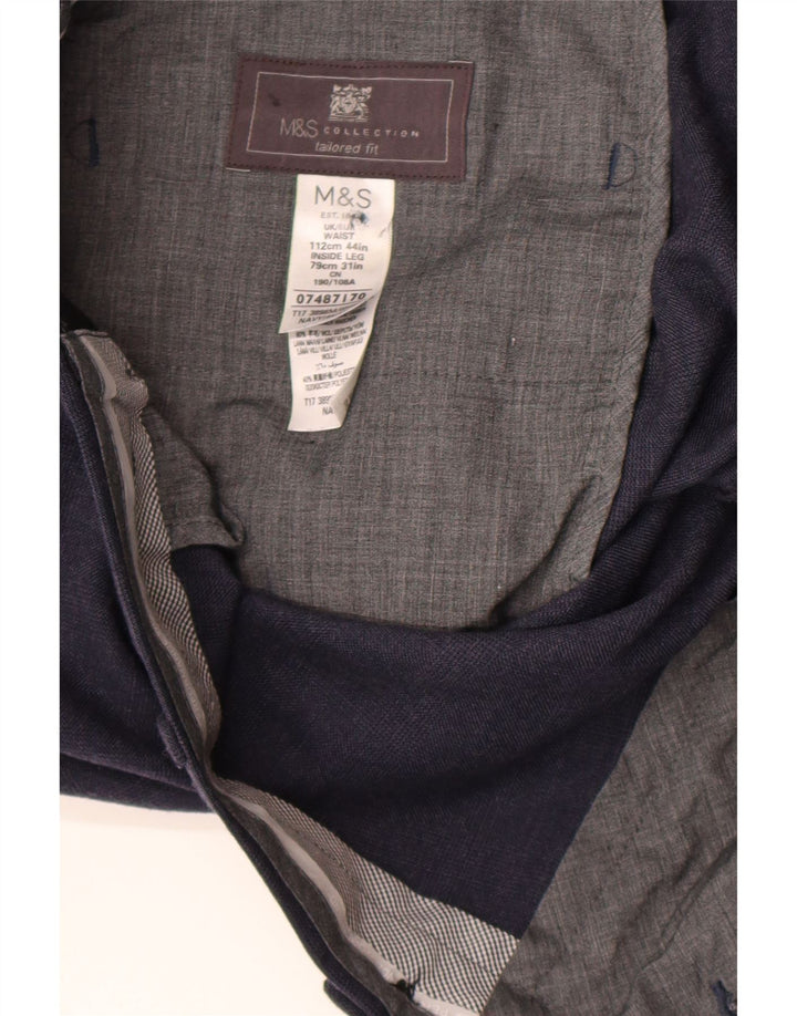 Pantaloni de costum pentru bărbați Marks & Spencer, cu tăiere obișnuită, L44 L31 Lână bleumarin