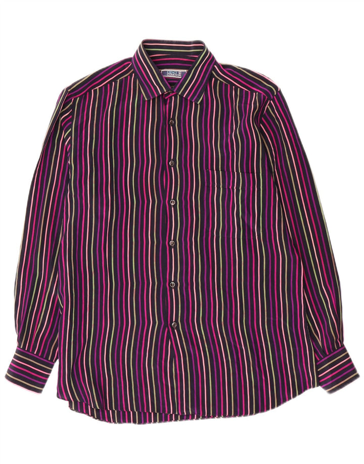 Cămașă pentru bărbați VINTAGE Mărimea 39 15 1/2 Mătase Medie, Multicoloră, în dungi