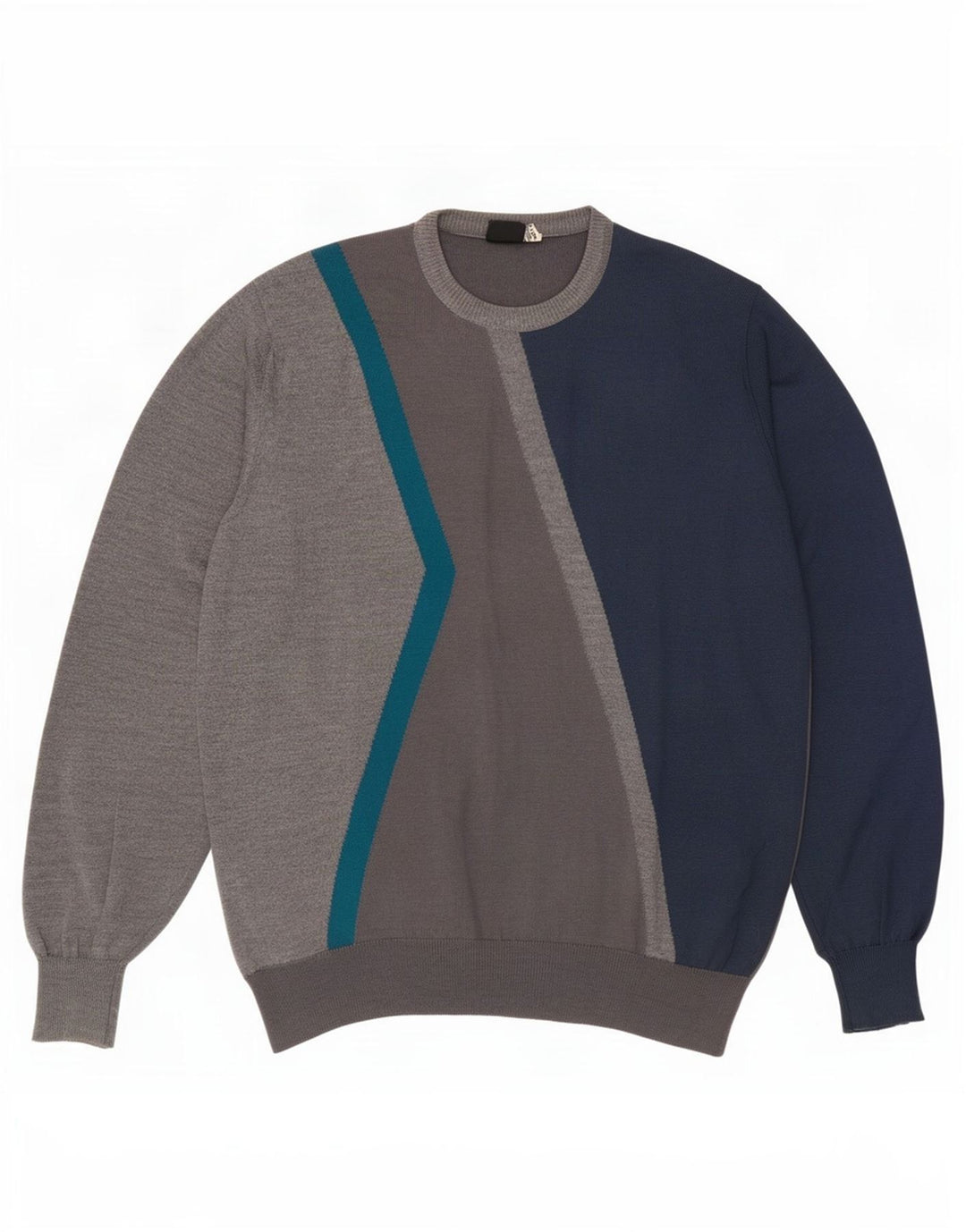 Pulover vintage pentru bărbați cu gât roșu IT 52 mare, gri, bloc de culoare