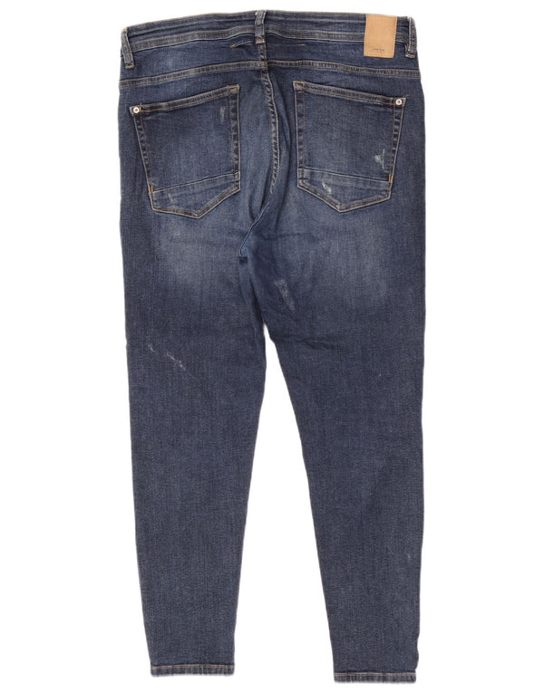 Blugi skinny decupați pentru bărbați Zara EU 44 L34 L26 L26 Albastru Bumbac