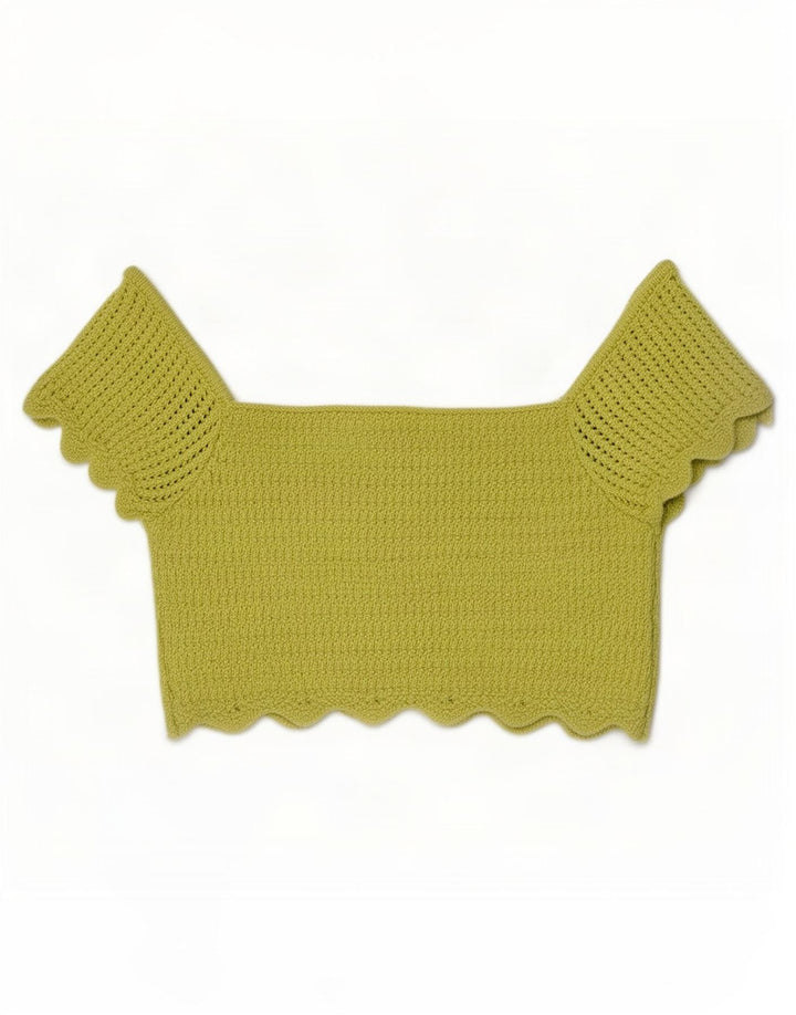 Top Crop tricot pentru femei Zara UK 8 Small Green