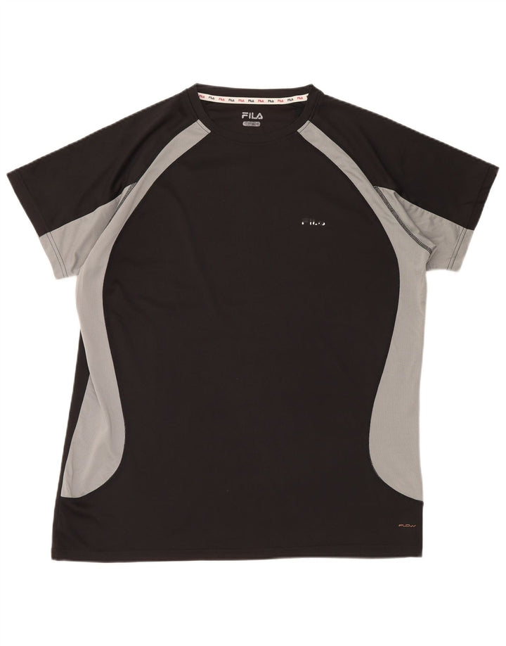FILA Mens T-Shirt Top XL Black Colourblock
