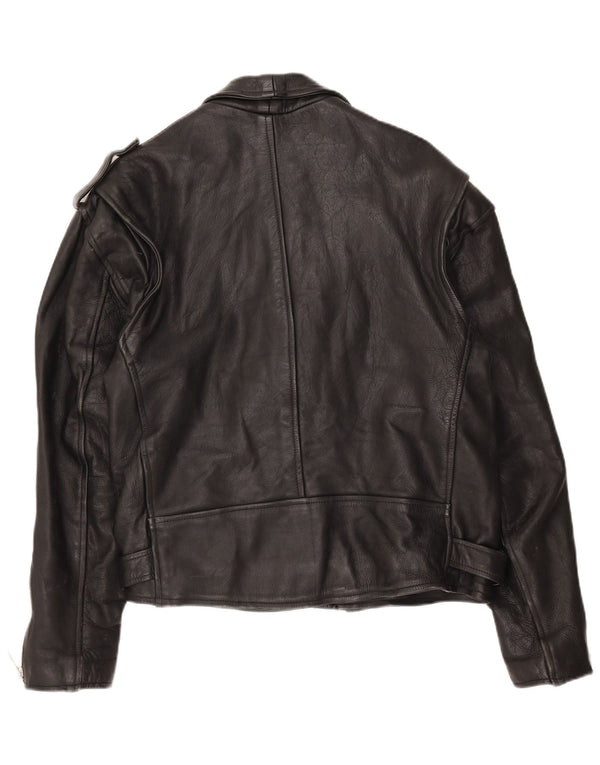 Jachetă motociclist din piele pentru bărbați AMI UK 48 4XL Negru
