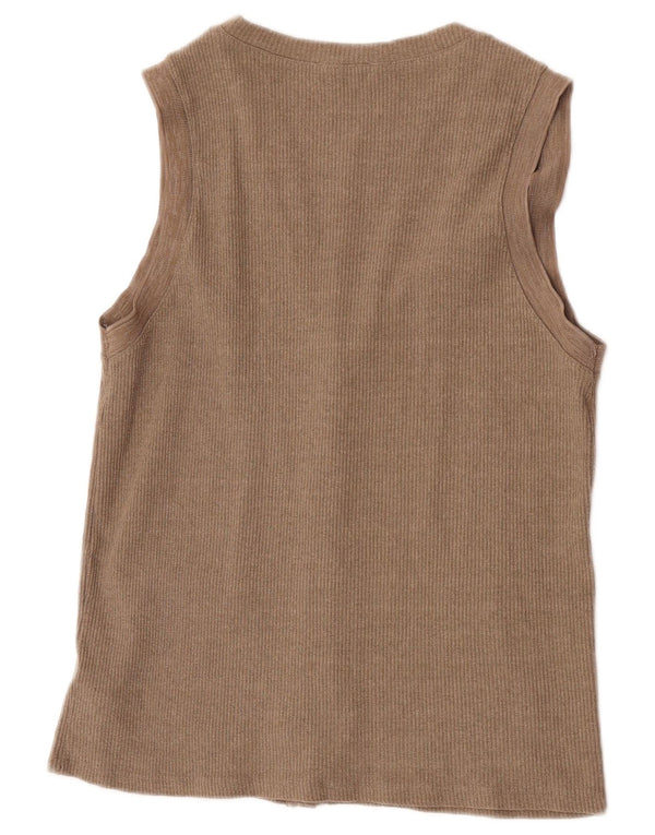Pulover cardigan fără mâneci pentru femei Zara UK 10 Mic Bej Acrilic