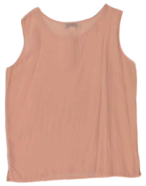 Vintage Womens Sleeveless Blouse Top UK 16 Large Pink Silk