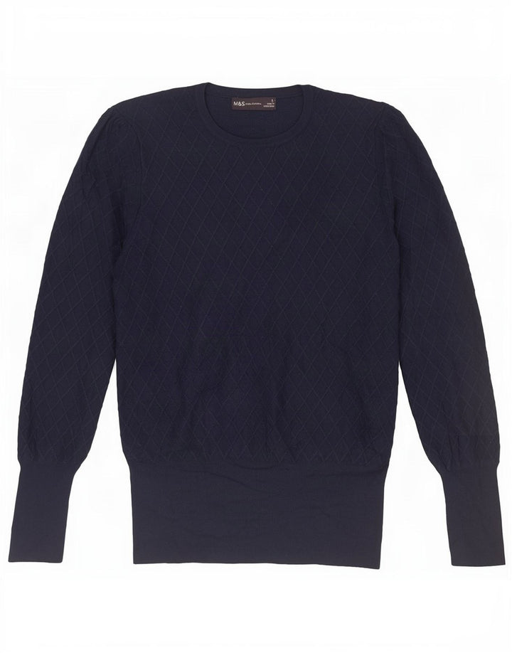 Pulover pentru femei Marks & Spencer cu decolteu triplu UK 12 Medium Bleumarin