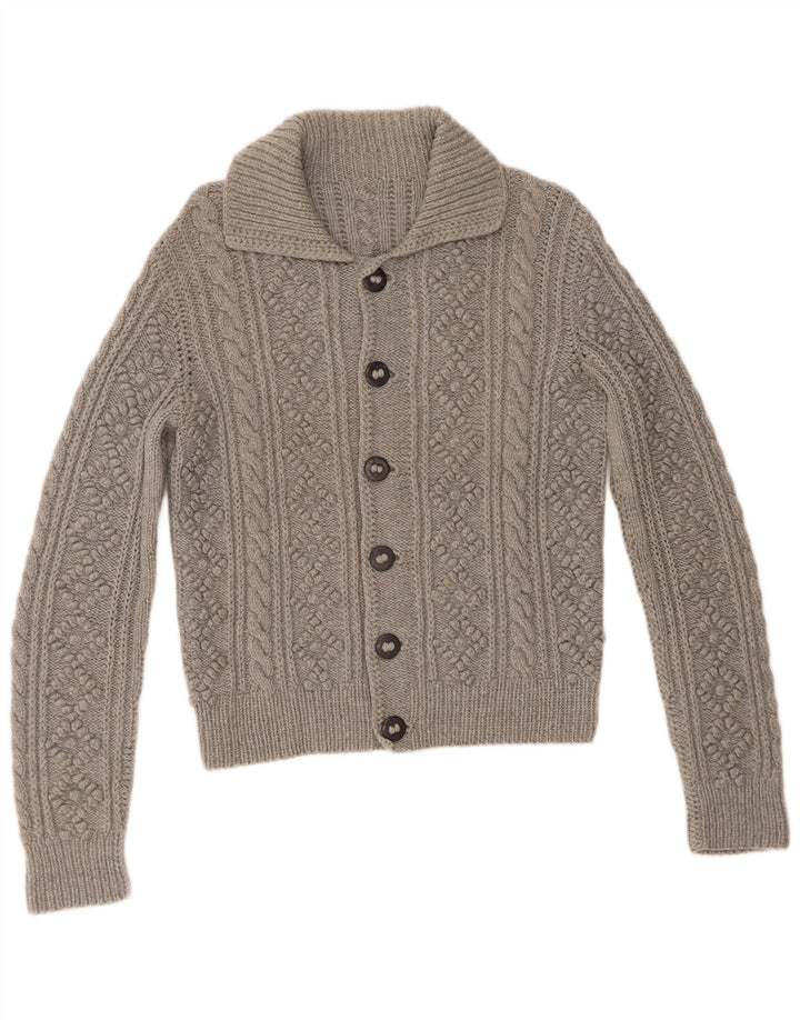 Pulover Cardigan Vintage pentru Damă UK 12 Gri Mediu