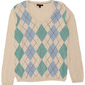 TOMMY HILFIGER Womens V-Neck Jumper Sweater UK 14 Medium Off White