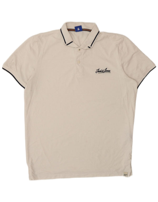 Tricou polo Jack & Jones pentru bărbați, mare, alb, din bumbac
