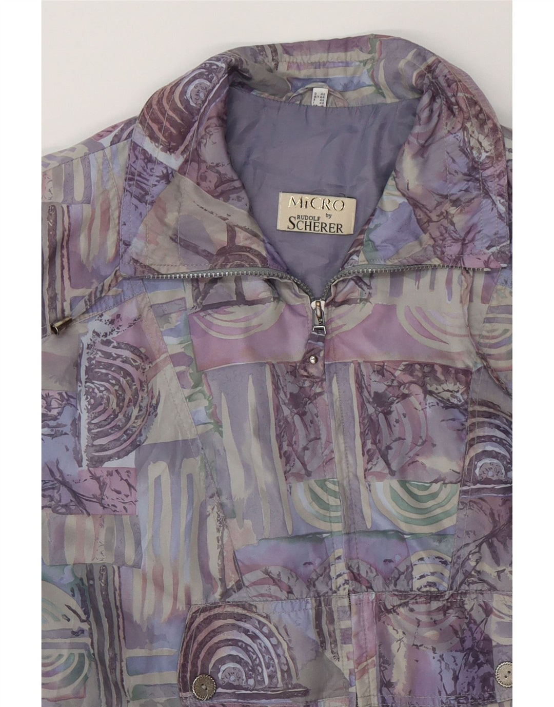 SCHERER Womens Abstract Pattern Windbreaker Coat UK 16 Large Multicoloured Vintage Scherer and Second-Hand Scherer from Messina Hembry 