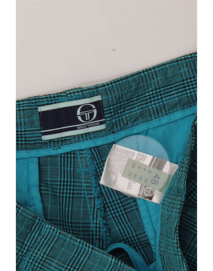 Sergio Tacchini Pantaloni scurți cargo pentru bărbați IT 48 Medium W32 Blue Check Bumbac