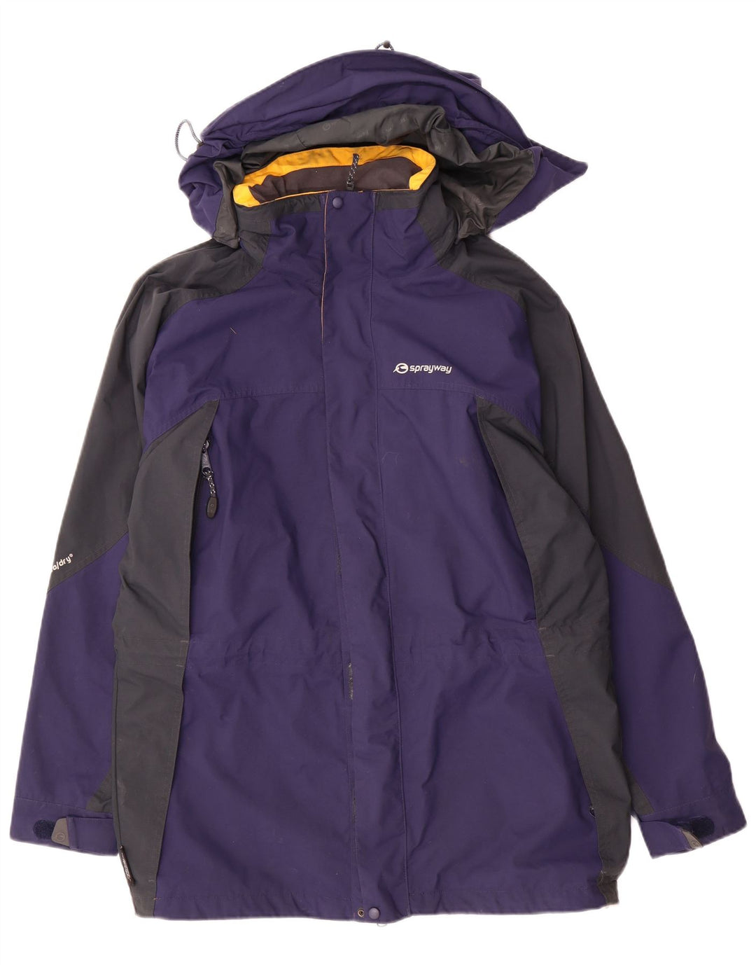 Sprayway Mens Hooded Rain Jacket UK 38 Medium Navy Blue Colourblock
