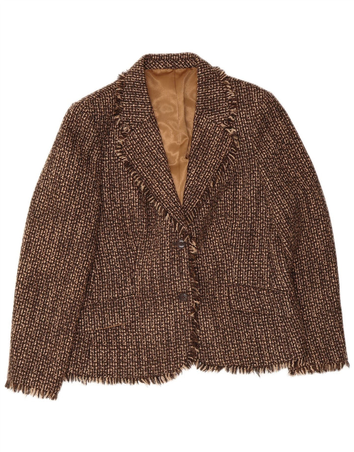 Sacou Brioni pentru femei, cu 2 nasturi, UK 16, mare, maro, pete