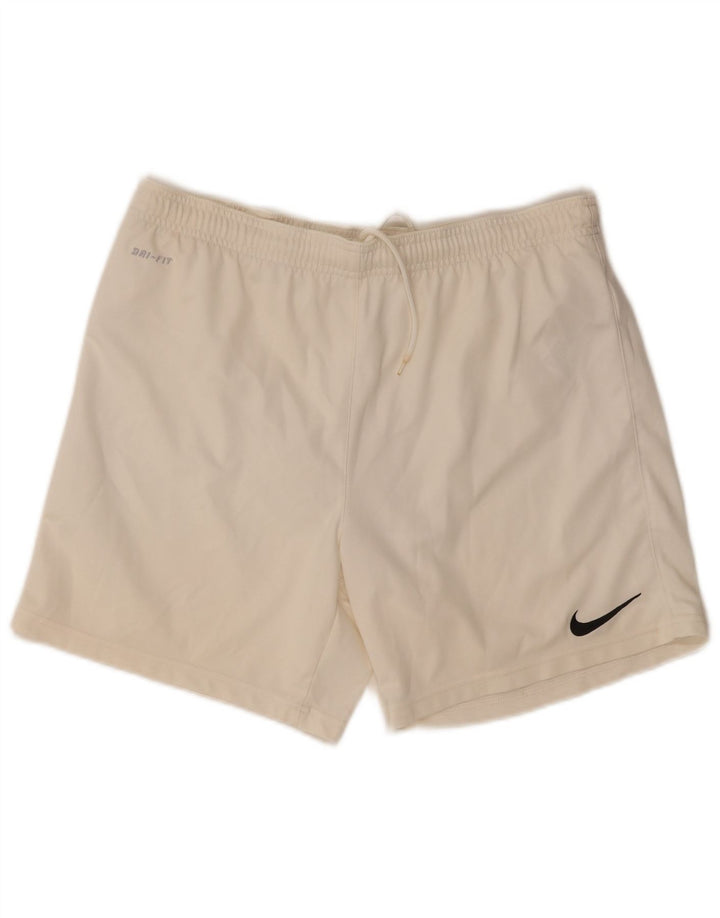 Pantaloni scurți sport Nike Dri Fit pentru bărbați, poliester alb mediu
