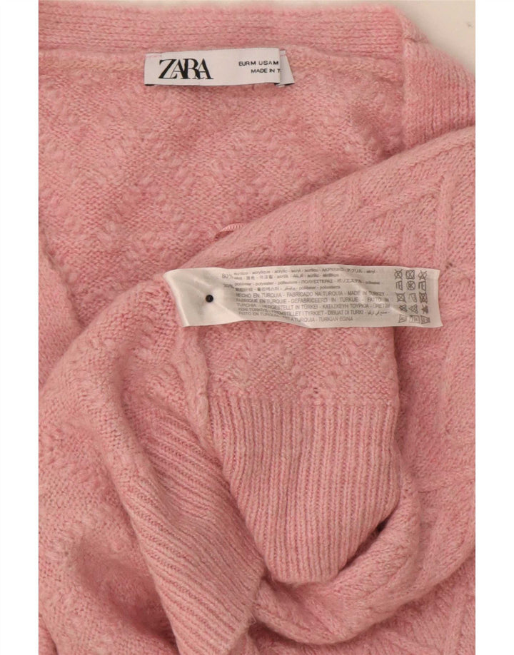 Pulover cardigan supradimensionat pentru femei Zara UK 14 Medium Pink Chevron