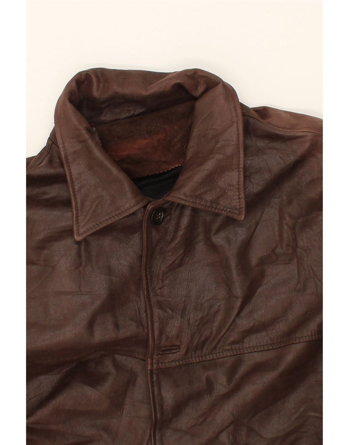 Palton din piele pentru bărbați VINTAGE IT 58 4XL din piele maro