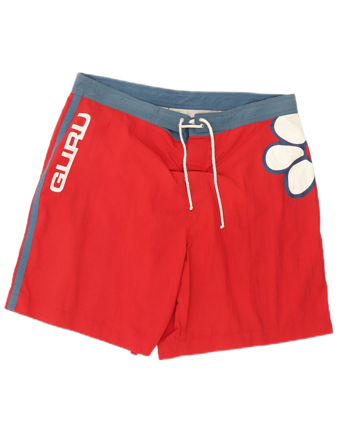 Pantaloni scurți de înot cu grafică Guru pentru bărbați, roșii mari, blocuri de culoare
