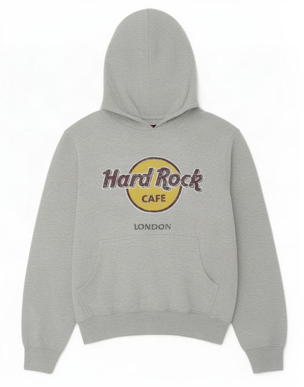 Hard Rock Cafe pentru femei London Graphic Hoodie Pulover UK 10 Small Grey Bumbac