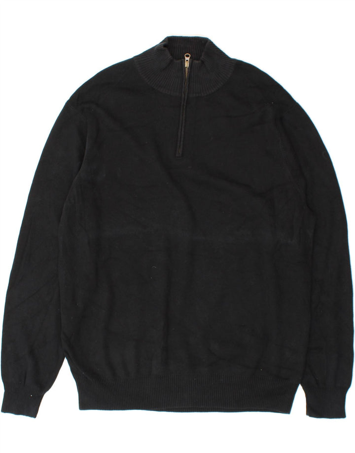 DOCKERS Mens Zip Neck Jumper Sweater 2XL Black Cotton Vintage Dockers and Second-Hand Dockers from Messina Hembry 