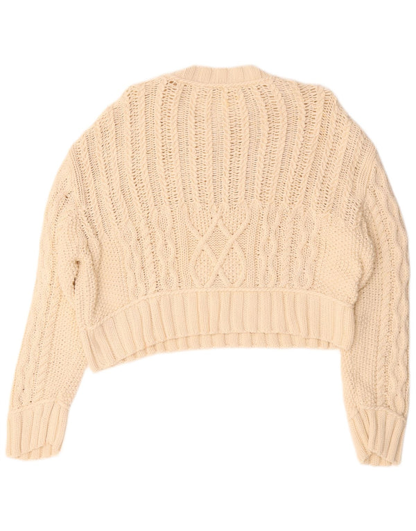 Pulover de damă Zara Crop oversize cu decolteu triplu UK 14 Bej mediu