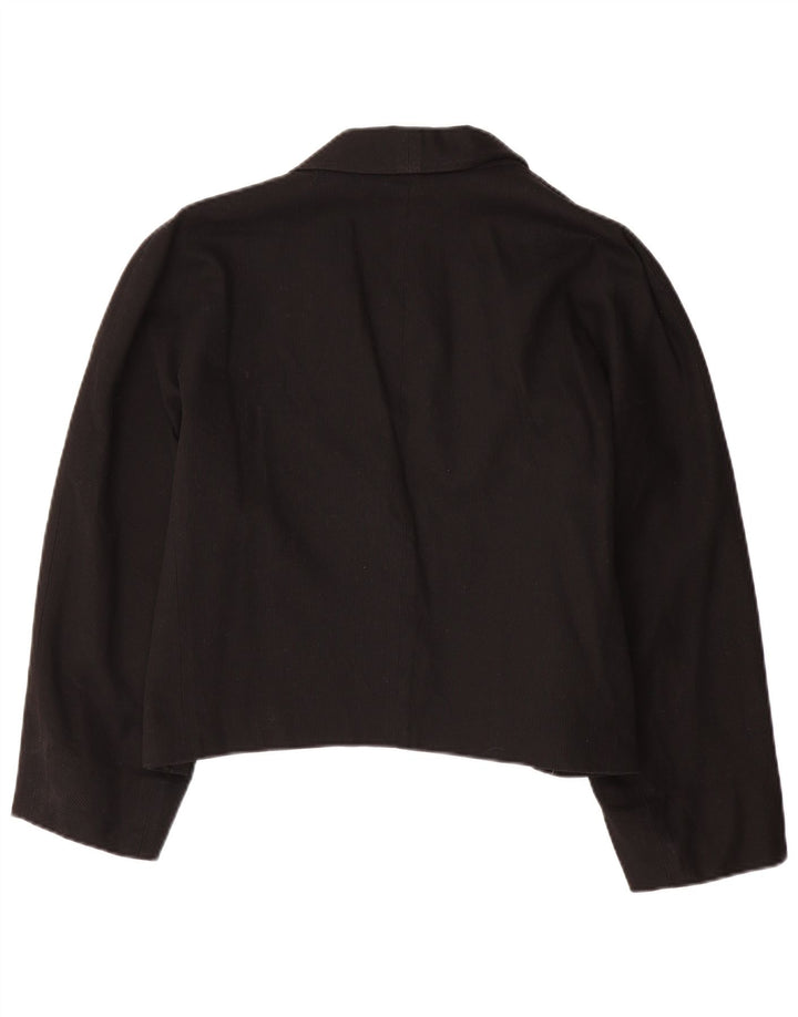 Jachetă Vintage pentru femei Crop Open Blazer IT 48 XL Negru