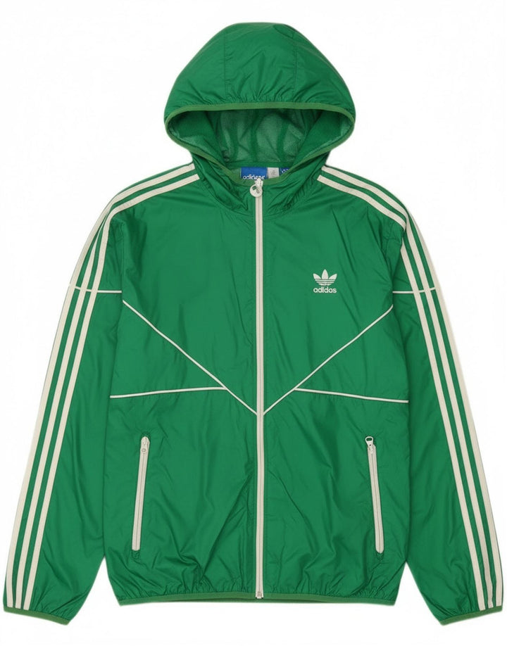 Jachetă de ploaie cu glugă pentru bărbați Adidas UK 38, nailon verde mediu