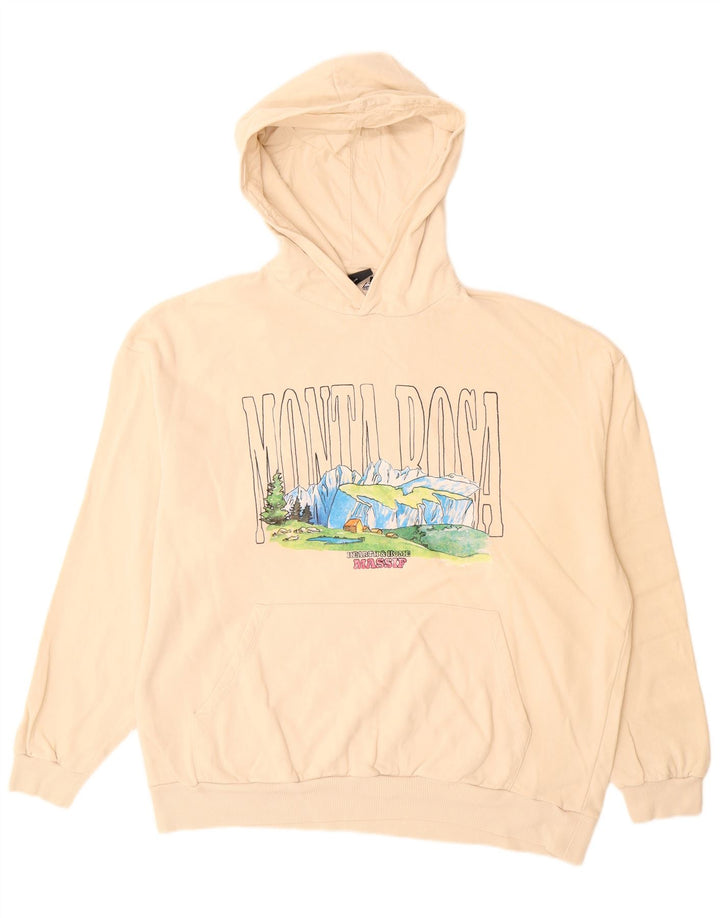 Pulover cu glugă cu grafic pentru bărbați ASOS, mare, bej, bumbac