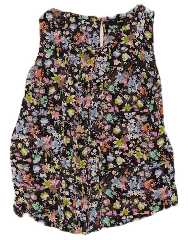 Bluză fără mâneci pentru femei Oasis UK 8 Small Black Floral Viscose
