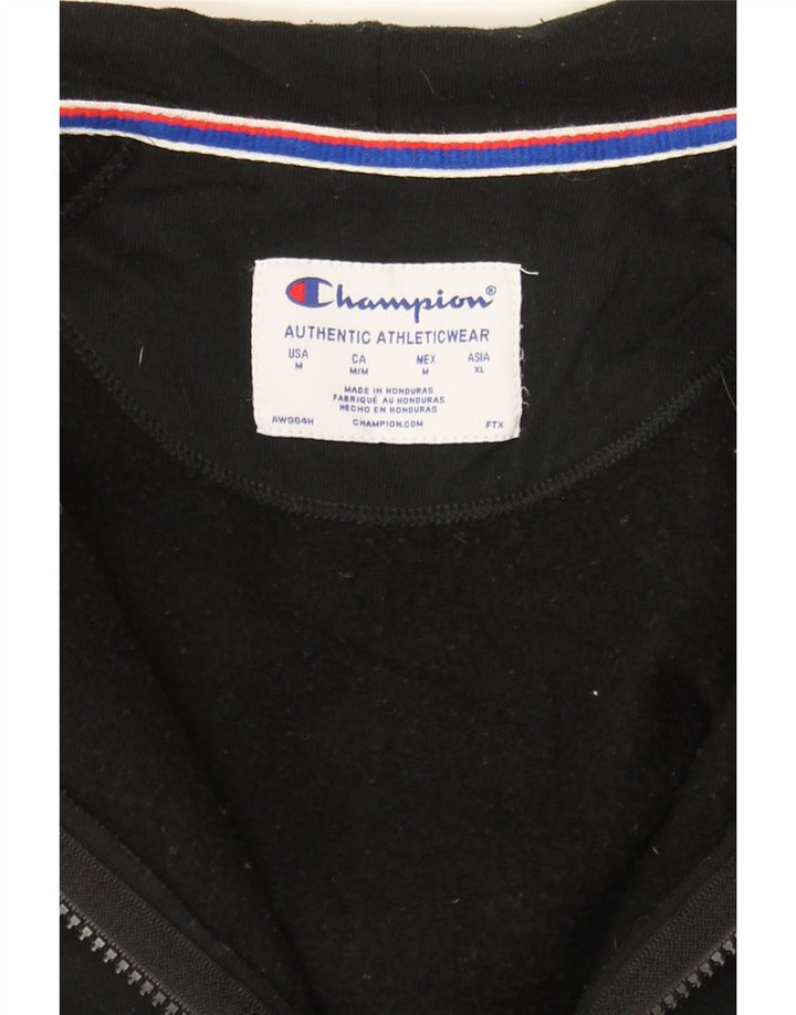 CHAMPION Mens Zip Hoodie Sweater Medium Black Polyester Vintage Champion and Second-Hand Champion from Messina Hembry 