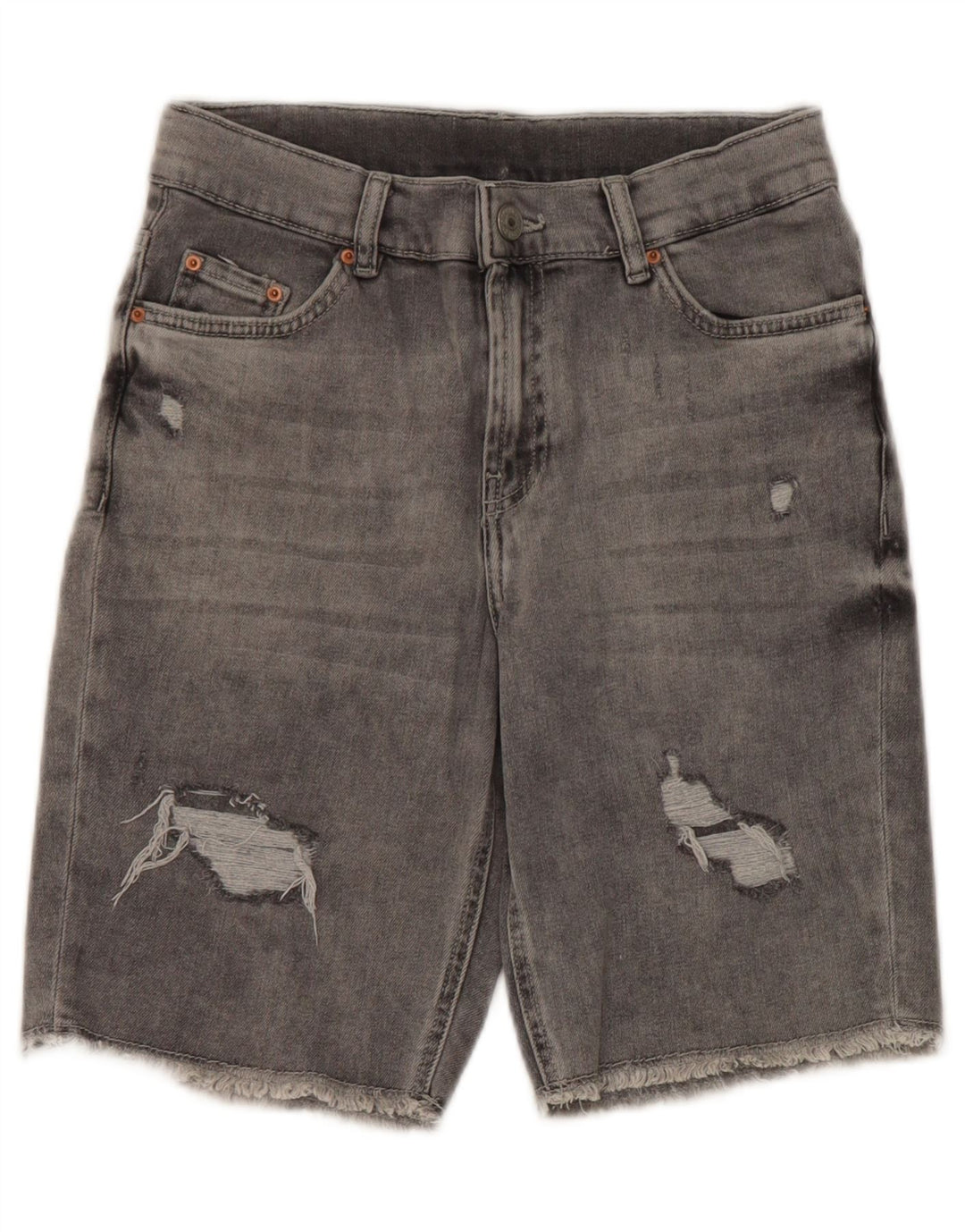 Pantaloni scurți din denim distressed pentru băieți Zara 13-14 ani W26 poliester gri