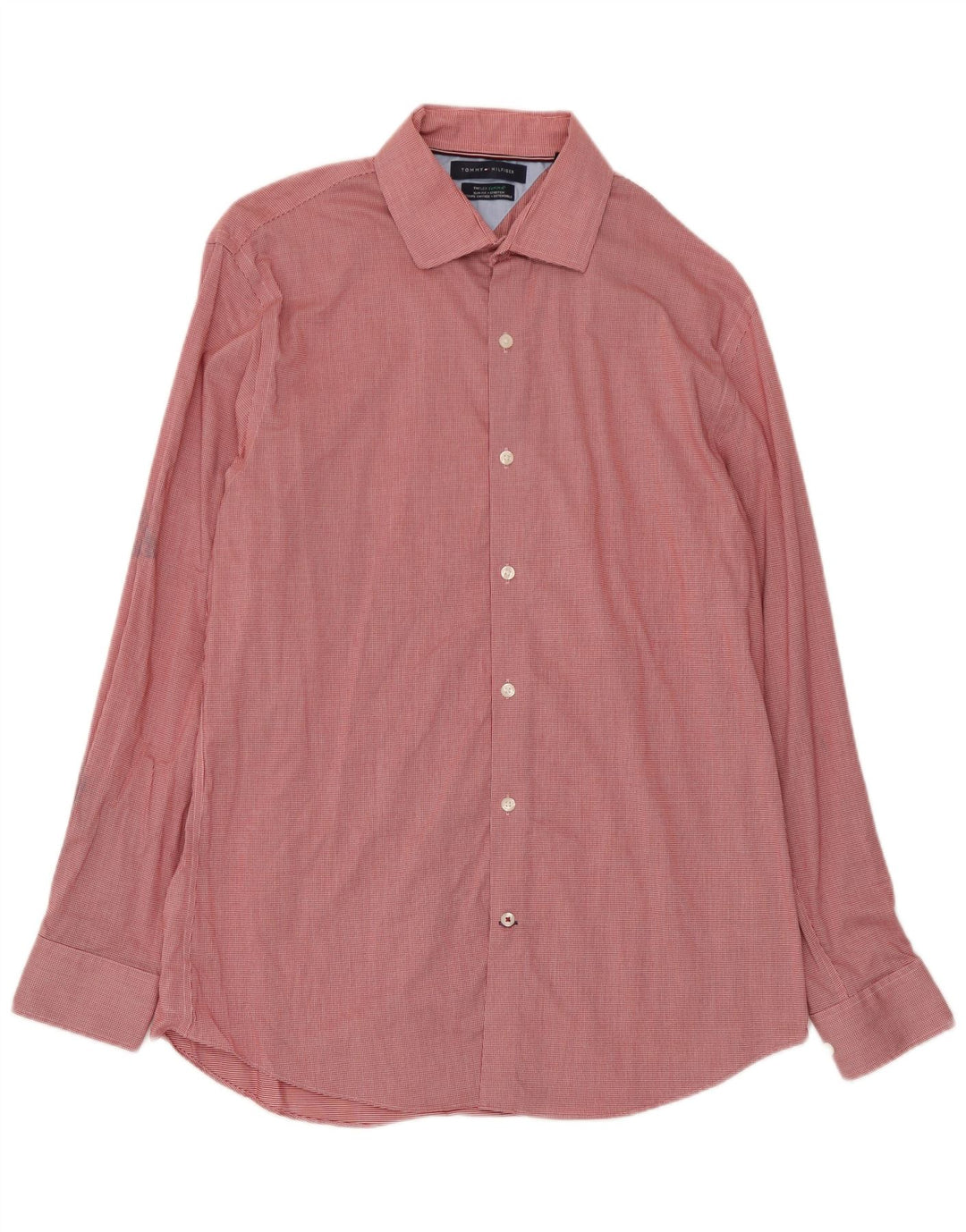 Cămașă Tommy Hilfiger Flex Slim Fit pentru bărbați, mărimea 16, picior de găină roșie mare