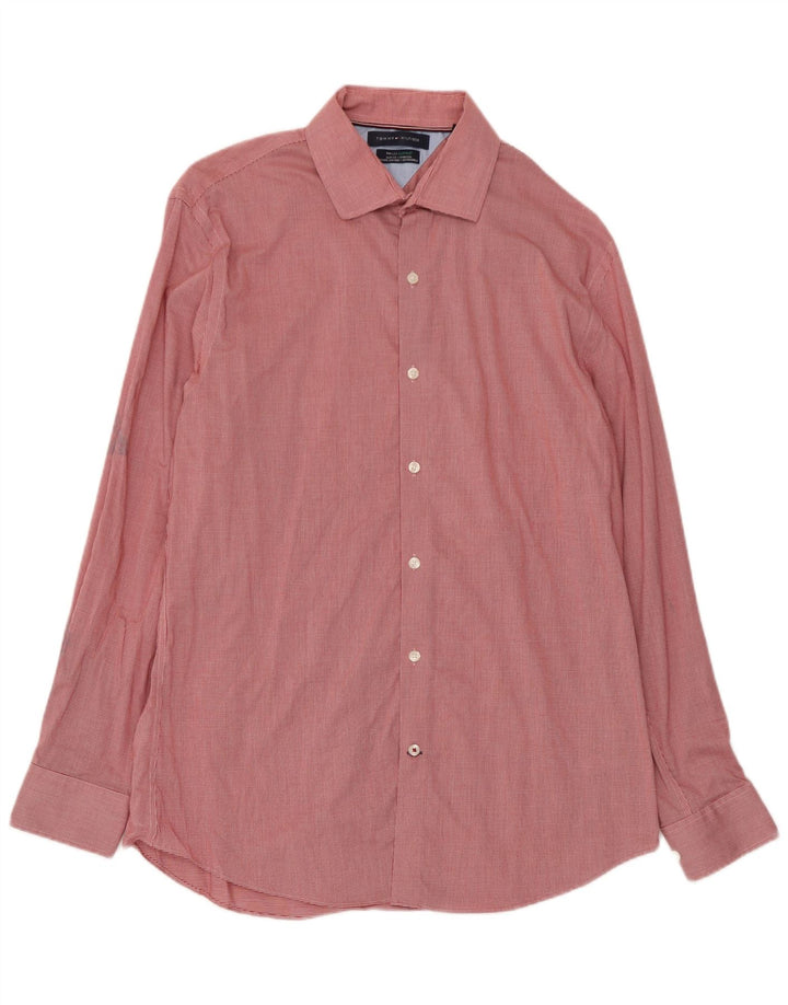 Cămașă Tommy Hilfiger Flex Slim Fit pentru bărbați, mărimea 16, picior de găină roșie mare